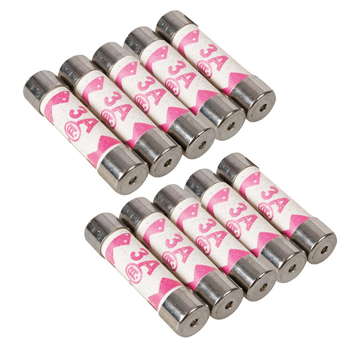 10 PACK Replacement 3A Electrical Fuses 25.4mm UK Standard Plug Top Fuse BS1362 Loops