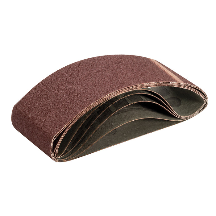 5 PACK Premium 75mm x 533mm 80 Grit Sanding Belts Aluminium Oxide Cloth Backed Loops