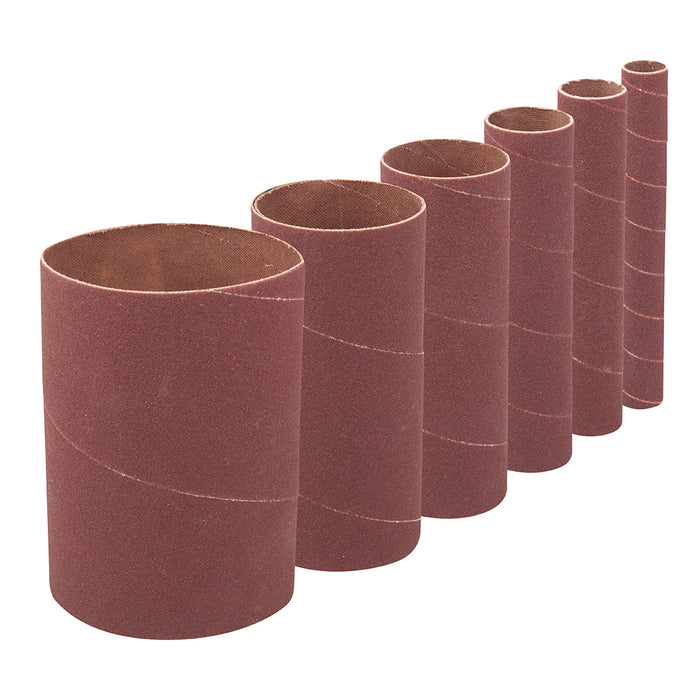 6 PACK 90mm Tall Mixed Size Bobbin Sanding Sleeves 120 Grit Aluminium Oxide Loops