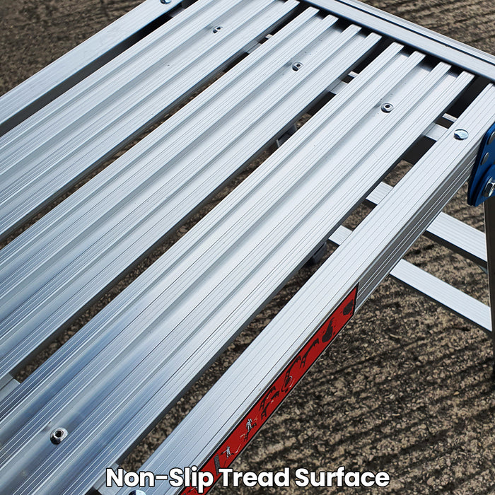 1440 x 800mm Tall Step Up Work Platform Aluminium Lightweight Foldable Ladder
