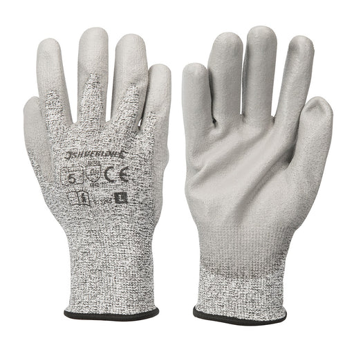 LARGE Cut Tear Resistant Gloves 13 Gauge Knitted & PU Coated Palms & Fingers Loops