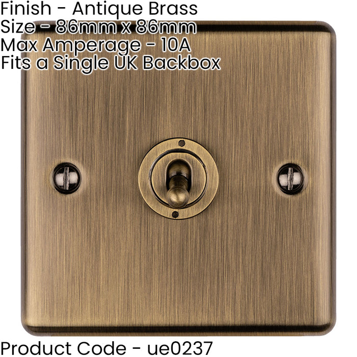 1 Gang Single Retro Toggle Light Switch ANTIQUE BRASS 10A 2 Way Lever Plate