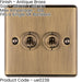 3 PACK 2 Gang Double Retro Toggle Light Switch ANTIQUE BRASS 10A 2 Way Plate