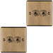 2 PACK 2 Gang Double Retro Toggle Light Switch ANTIQUE BRASS 10A 2 Way Plate