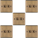 5 PACK 2 Gang Double Retro Toggle Light Switch ANTIQUE BRASS 10A 2 Way Plate