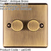 2 PACK 2 Gang 400W LED 2 Way Rotary Dimmer Switch ANTIQUE BRASS Dimming Light