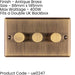 3 Gang 400W LED 2 Way Rotary Dimmer Switch ANTIQUE BRASS Light Dimming Plate