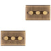2 PACK 3 Gang 400W LED 2 Way Rotary Dimmer Switch ANTIQUE BRASS Dimming Light