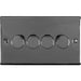 4 Gang 400W LED 2 Way Rotary Dimmer Switch BLACK NICKEL Light Dimming Plate