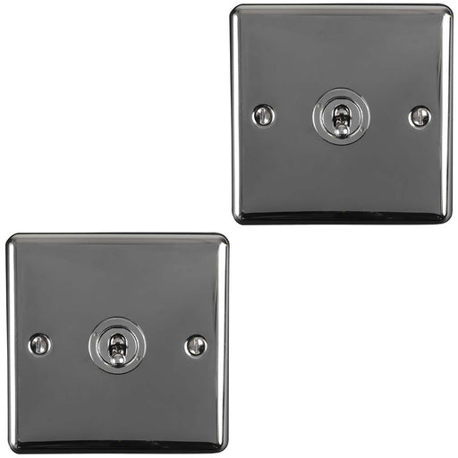2 PACK 1 Gang Single Retro Toggle Light Switch BLACK NICKEL 10A 2 Way Plate