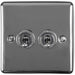 2 Gang Double Retro Toggle Light Switch BLACK NICKEL 10A 2 Way Lever Plate