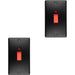2 PACK 2 Gang Double 45A DP Switch Neon - MATT BLACK & BLACK Vertical Rocker