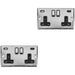 2 PACK 2 Gang Double UK Plug Socket & Dual 3.1A USB-C & A CHROME 13A Switched