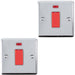 2 PACK 1 Gang 45A Oven Cooker Switch Neon - POLISHED CHROME & GREY Rocker DP