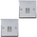 2 PACK 1 Gang BT Extension Telephone Wall Socket CHROME & GREY Slave Secondary