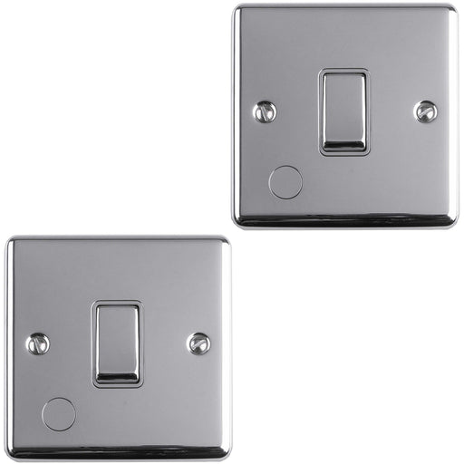2 PACK 1 Gang 13A Unswitched Fuse Spur POLISHED CHROME & GREY Mains Isolation