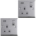 2 PACK 1 Gang Single UK Plug Socket & 2.1A USB-A CHROME & GREY 13A Switched