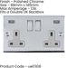 5 PACK 2 Gang Double UK Plug Socket & 2.1A USB-A CHROME & GREY 13A Switched