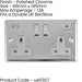 2 Gang Double UK Plug Socket & Dual 3.1A USB-C & A CHROME & GREY 13A Switched