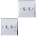 2 PACK 2 Gang Double Retro Toggle Light Switch POLISHED CHROME 10A 2 Way Plate