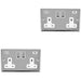 2 PACK 2 Gang UK Plug Socket & Dual 3.1A USB-C & A CHROME & WHITE 13A Switched
