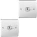 2 PACK 1 Gang Single Retro Toggle Light Switch SATIN STEEL 10A 2 Way Wall Plate