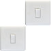 2 PACK 1 Gang Single 10A Light Switch 1 Way - WHITE PLASTIC Wall Plate Rocker