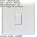 5 PACK 1 Gang Single 10A Light Switch 2 Way - WHITE PLASTIC Wall Plate Rocker