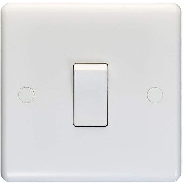 1 Gang Single 10A Light Switch 2 Way - WHITE PLASTIC Wall Plate Outlet Rocker