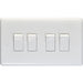4 Gang Quad 10A Light Switch 2 Way - WHITE PLASTIC Wall Plate Outlet Rocker