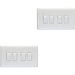 2 PACK 4 Gang Quad 10A Light Switch 2 Way - WHITE PLASTIC Wall Plate Rocker