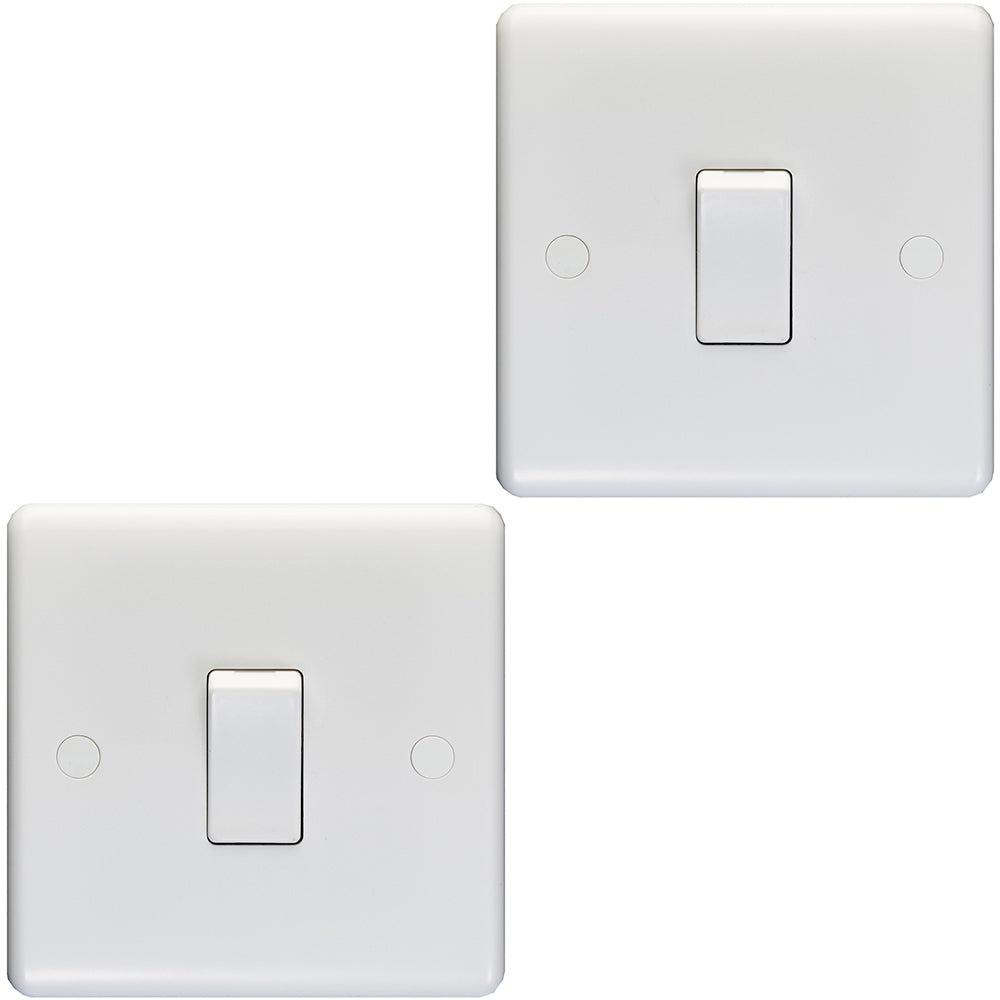 2 PACK 1 Gang Single 10A INTERMEDIATE Light Switch WHITE PLASTIC Landi ...