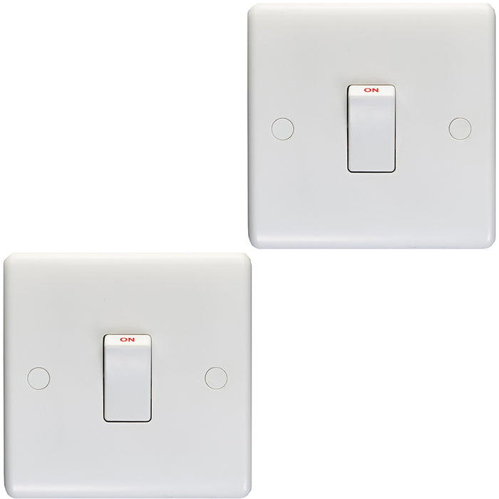 2 PACK 1 Gang Single 20A DP Switch - WHITE PLASTIC Wall Plate Kitchen Appliance