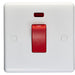 1 Gang Single 45A DP Cooker Switch & Neon - WHITE & RED Rocker Oven Appliance