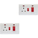 2 PACK 45A DP Oven Switch & Single 13A Switched Power Socket & Neon WHITE Cooker