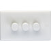 3 Gang Triple 400W LED 2 Way Rotary Dimmer Switch WHITE Light Dimming Plate