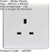 2 PACK 1 Gang Single 13A Unswitched UK Plug Socket - WHITE Wall Power Outlet