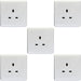 5 PACK 1 Gang Single 13A Unswitched UK Plug Socket - WHITE Wall Power Outlet