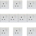 10 PACK 1 Gang Single Pole 13A Switched UK Plug Socket - WHITE Wall Power Outlet