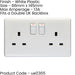 3 PACK 2 Gang Single Pole 13A Switched UK Plug Socket WHITE Double Power Outlet