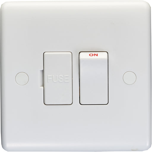 13A Switched Fuse Spur - WHITE PLASTIC Mains Isolation Appliance Wall Plate
