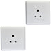2 PACK 1 Gang Single 5A Unswitched UK Plug Socket - WHITE Wall Power Outlet