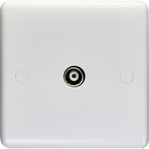 1 Gang Single TV Aerial Wall Face Plate - WHITE Female Coaxial Socket Outlet