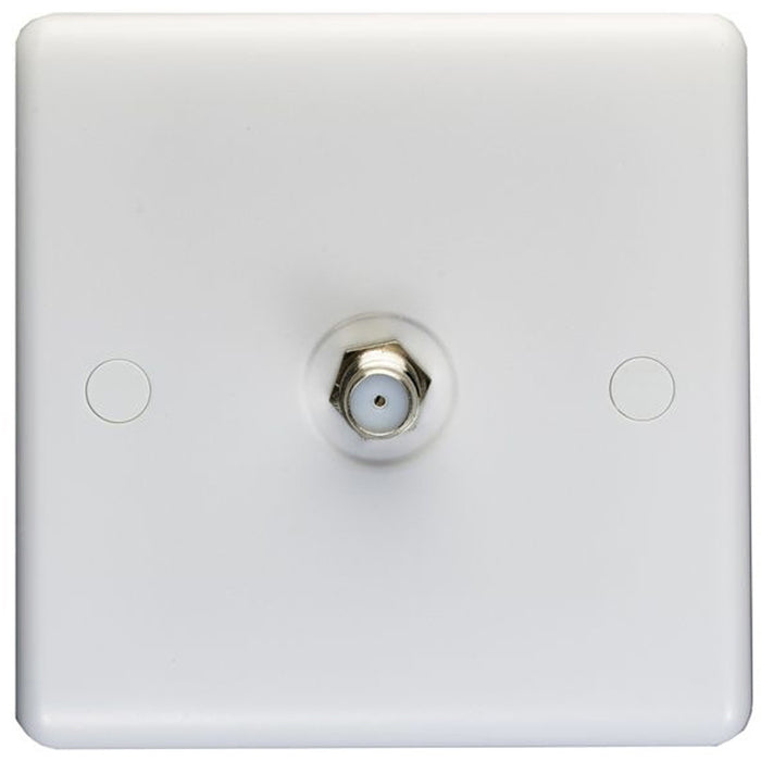1 Gang Single TV Satellite Wall Face Plate - WHITE Female F-Connector Screw