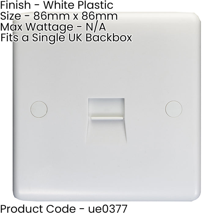2 PACK 1 Gang BT Extension Telephone Wall Socket WHITE PLASTIC Slave Secondary