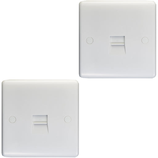 2 PACK 1 Gang BT Extension Telephone Wall Socket WHITE PLASTIC Slave Secondary