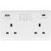 2 Gang Double UK Plug Socket & Dual 3.1A USB-C & A WHITE PLASTIC 13A Switched