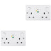 2 PACK 2 Gang Double 13A Swithed UK Plug Socket - 30mA Passive RCD WHITE Outlet