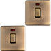 2 PACK 1 Gang Single SCREWLESS 20A Switch & Neon ANTIQUE BRASS & BLACK 3mm Slim