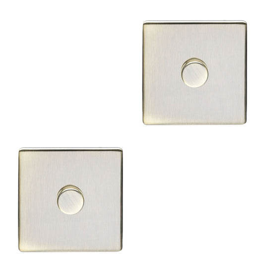2 PACK 1 Gang Dimmer Switch 2 Way LED SCREWLESS ANTIQUE BRASS Light Dimming Wall